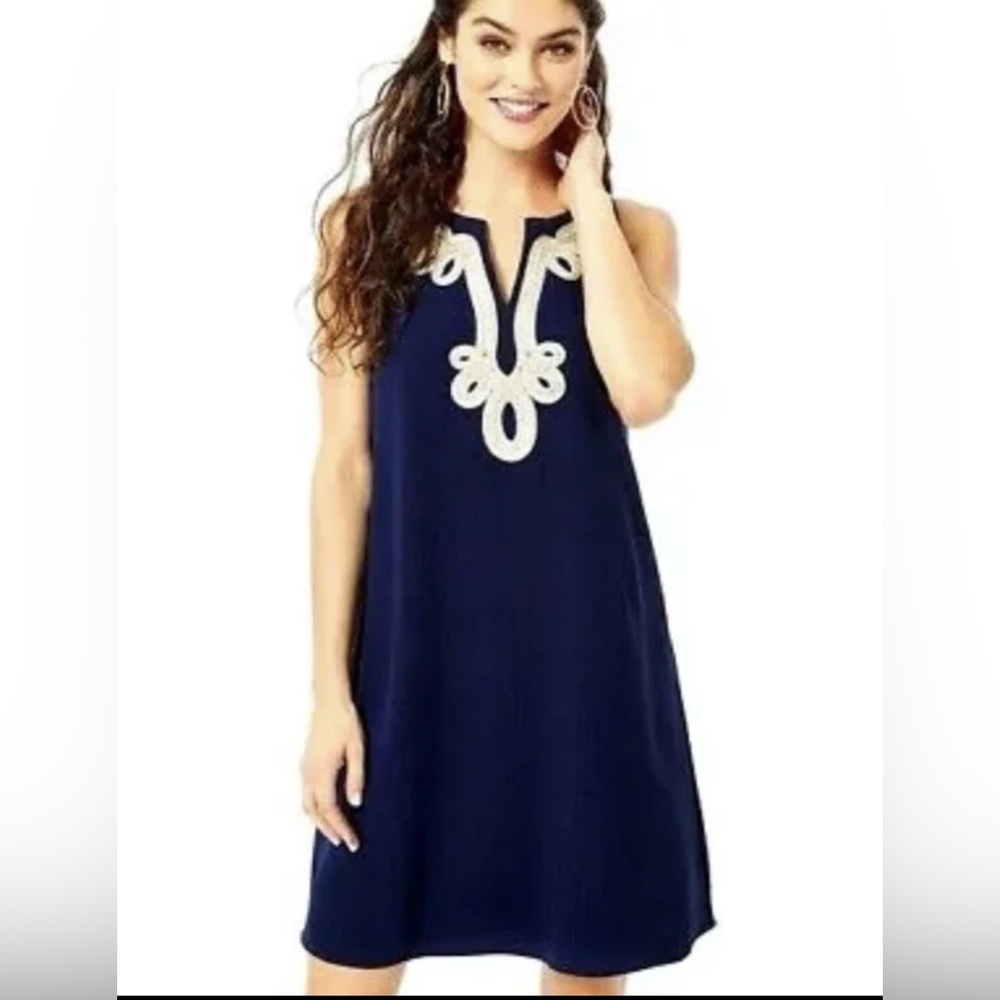 Lilly Pulitzer Cherlyn Soft Shift dress in True Navy size 8 - Picture 3 of 9